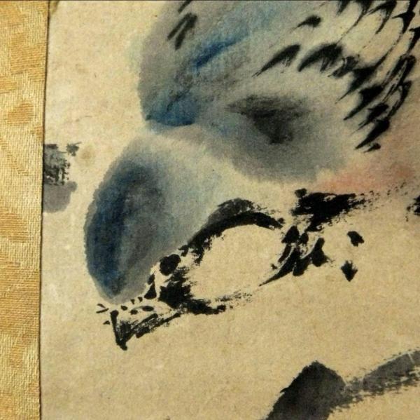 2077様感謝‼️風かほる‼️肉筆掛け軸「桜にすずめ」吉田公均作春彼岸