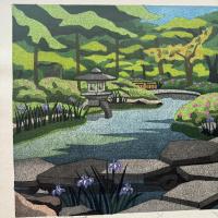 井堂雅夫　金沢十景　文化財「兼六園雁行橋」137/200金沢 の名所1975作　木版画和紙マット薄紙付