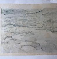 井堂雅夫　金沢十景特別名勝「兼六園雁行橋」137/200金沢 名所1975作　木版画和紙マット薄紙　台紙