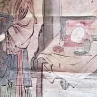 江戸期　絵手本　最高傑作「団扇と二輪草を持つ中国麗人　粉本　絵手本　紙本肉筆　無署名無落款一点①