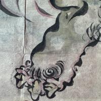 粉本　超絶の画力「青い唐獅子」スクエアでリバーシブル　粉本　絵手本　紙本肉筆　無署名無落款一点⑩