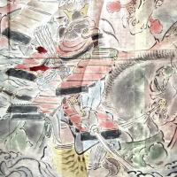 粉本　超絶の画力「源平の戦い　義経　弁慶　那須与一　壇ノ浦」群像　粉本　絵手本　紙本肉筆　無署名無落款一点①