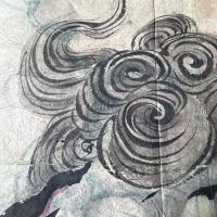 粉本超絶の傑作「青い唐獅子」スクエア　粉本　絵手本　紙本肉筆　署名　新井寒竹筆　一点⑪
