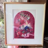 マルク・シャガールリトグラフ「エルサレムウインドウ-ユダ族」真作リトグラフ　額装品