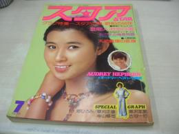 The STAR　スタア　1975年07月号　平凡社　秋吉久美子 表紙　草刈正雄・巻頭グラビア　郷ひろみ　古谷一行　西川峰子　スタアの顔、50年うつりかわり　マイティ・ルエロン　マッハ朱文　市川八重+市川門之助　天地真理　沢田研二(記事)　児島美ゆき・巻中3折りピンナップ　木原美智子　八代亜紀　紀比呂子　金井克子　佐久間良子　露口茂という男(記事)　大原麗子(インタビュー記事)　黒沢年男　寺山修二　壇ふみ×萩尾みどり(対談記事)　上村一夫/藤の花の女　堺正章　人気女流漫画家の素顔(一条ゆかり、里中満智子、柴田あや子、竹宮恵子、神奈幸子)　※裏表紙から巻末頁上隅に曲がり折れ+3折ピンナップ下部に破れ痛みでています。