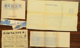 北恵那鉄道　資料一括　(車両竣工図表 / 列車運行図表 / 下付知停車場平面図 / 記念乗車証 / 告知チラシ)