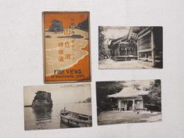 1000008■戦前 絵葉書■出雲名所 出雲因佐名所 3枚 袋つき ヤケ・汚れ