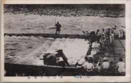 1000029■戦前 絵葉書■岐阜県 郡上八幡名物 郡上川の簗漁 汚れ