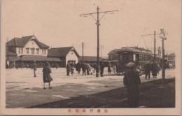 1000304■戦前 絵葉書■仙台停車場前　ピン穴