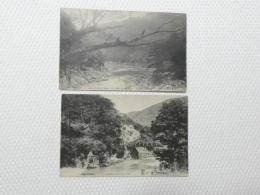 1000352■戦前 絵葉書■木曽名所 巴が淵+上流より 2枚