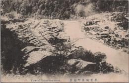 1000399■戦前 絵葉書■長野県　木曽福島町全景 (家 集落　集合住宅)