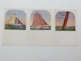 1000447■戦前 絵葉書■ヨット ボート 3枚