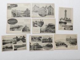 1000465■戦前 絵葉書■大阪 之島音楽堂 難波橋 木津川飛行場 造幣局 道頓堀（建物 飛行機　船　建物　商店街)8枚