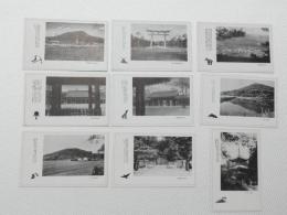 1000480■戦前 絵葉書■大和 久米寺　橿原神社神門　大鳥居 建国奉仕隊 香久山 耳成山 　9枚