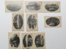 1000502■戦前 絵葉書■高尾山名勝　有喜寺護摩堂 富士山 清瀧 琵琶の瀧 雨界橋 二軒茶屋附近の景 蛇瀧 高尾山途中 9枚 参拝紀念印