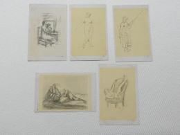 1000525■戦前 絵葉書■アート 画 5枚 ラブラード筆 シャパンヌ筆 ミレー筆 ロート筆