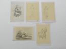 1000525■戦前 絵葉書■アート 画 5枚 ラブラード筆 シャパンヌ筆 ミレー筆 ロート筆