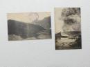 1000528■戦前 絵葉書■阿蘇山大噴煙　阿蘇山上噴火口外輪 2枚　記念印 8.3.28