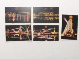 1000547■戦前 絵葉書■平和記念東京博覧会 夜の美観 台湾館 朝鮮館及台湾館 北海道館及平和館 樺太館及満豪館 平和塔 5枚