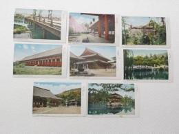 1000589■戦前 絵葉書■京都　三條大橋 東本願寺 三十三間堂 妙恩院 平安神宮 清水寺 金閣寺 8枚