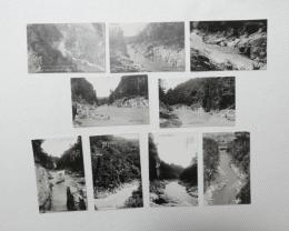1000606■戦前 絵葉書■長野県　天龍峡　全景　姑射橋 南原橋 曳船 小舟 9枚 2枚ピン穴