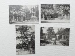 1000607■戦前 絵葉書■長野県　飯田名勝 烈女不二子の墓　春台太宰先生・手植松 大宮諏訪神社 郊戸神社と今間公園入口(鳥居 女性 着物　日傘 建物)　４枚