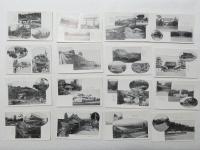 1000611■戦前 絵葉書■京都府 祇園祭 葵祭 時代祭　インクライン　三條大橋 乃木神宮　四條大橋　清水寺　銀閣寺 二條城 　平安神宮 岡山公園 高雄橋 (建物 橋　路面電車 ちんちん電車 レトロカー 鳥居 女性頭上運搬 )16枚　ピン穴