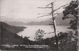 1000738■戦前 絵葉書■日光阿世潟峠より中禅寺湖八丁出島を望む