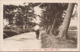 1000921■戦前 絵葉書■滋賀県 近江 栗津之晴嵐（日傘)