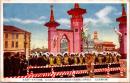 1001529■戦前 絵葉書■御大礼紀念　東京駅前に御着輩を御出迎ひ申上げる文武百管