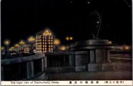 1001618■戦前 絵葉書■月夜の大阪　難波橋の夜景