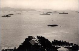 1001941■戦前 絵葉書■和歌山　新和歌浦の海 (軍艦　戦艦　多数)