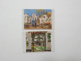2000043●戦前　絵葉書●アート・画 蘇州寒山寺 鈴木貞三筆+満州 難民と兵隊　大野〓徳 筆　2枚　