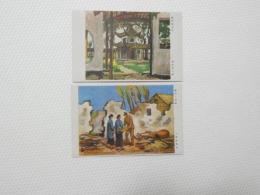 2000044●戦前　絵葉書●アート・画 蘇州寒山寺 鈴木貞三筆+満州 難民と兵隊　大野〓徳 筆 2枚