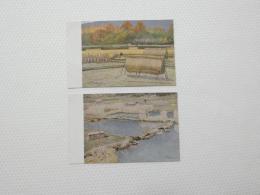 2000045●戦前　絵葉書●アート・画 川村多實二 収穫 寒水 2枚
