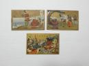 2000047●戦前　絵葉書●アート 梶原源太 忠臣名和長年 他 3枚　時代 裏汚れあり