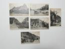 2000076●戦前　絵葉書●耶馬渓　旧羅漢　犬岩　柿坂山　青洞門全景 一ツ橋 羅漢寺 6枚