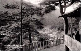 1002139■戦前 絵葉書■鬼怒川温泉　吊橋附近の景勝