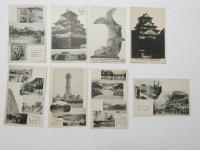 2000159●戦前　絵葉書●大大阪百景 32枚　袋つき　袋破れあり 道頓堀　阪急電車乗場　三越 大阪城　鯱 大津川飛行場　港 大阪駅　