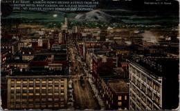 1002256■戦前 絵葉書■seattle at night looking down second avenue from the 建物 鉄道 路面電車 ちんちん電車