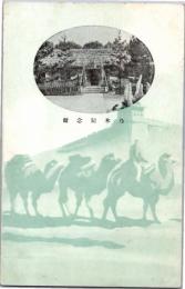 1002474■戦前 絵葉書■乃木記念館 ラクダ　駱駝 万里の長城?