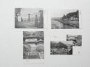 2000185●戦前　絵葉書●鳥取県 三朝温泉 三朝温泉全景 　南苑寺　三朝橋　三朝川　4枚