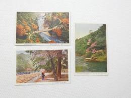 2000230●戦前　絵葉書●京都 嵐山  保津川落合橋 嵐山渡月橋附近の桜+嵐山鳥ヶ淵の桜 3枚