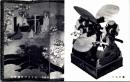 1002535■戦前 絵葉書■大型源氏びょうぶ（狩野永徳筆）　うちわ車