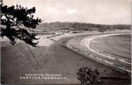 1002860■戦前 絵葉書■江の島名勝 桟橋全景及び片瀬遠望