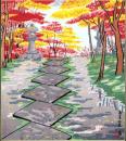 （木版画色紙）徳力富吉郎「高山寺紅葉」