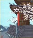 （木版画色紙）徳力富吉郎「吉野山春色」