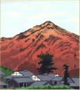 （木版画色紙）徳力富吉郎「比叡山」
