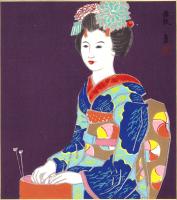 （木版画色紙）徳力富吉郎「舞妓」