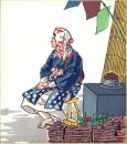 （木版画色紙）徳力富吉郎「大原女」